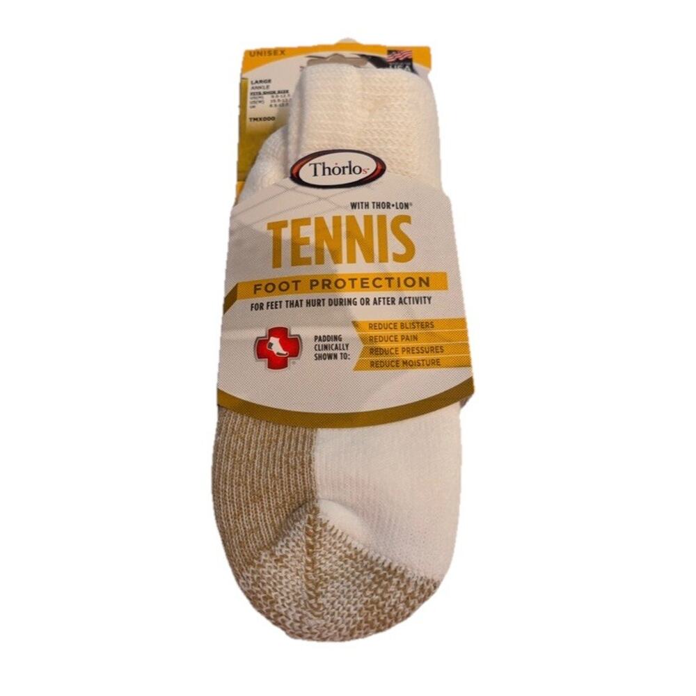 Thorlo Ankle Socks Unisex Large White Beige Wick Moisture Active Tennis TMX000
